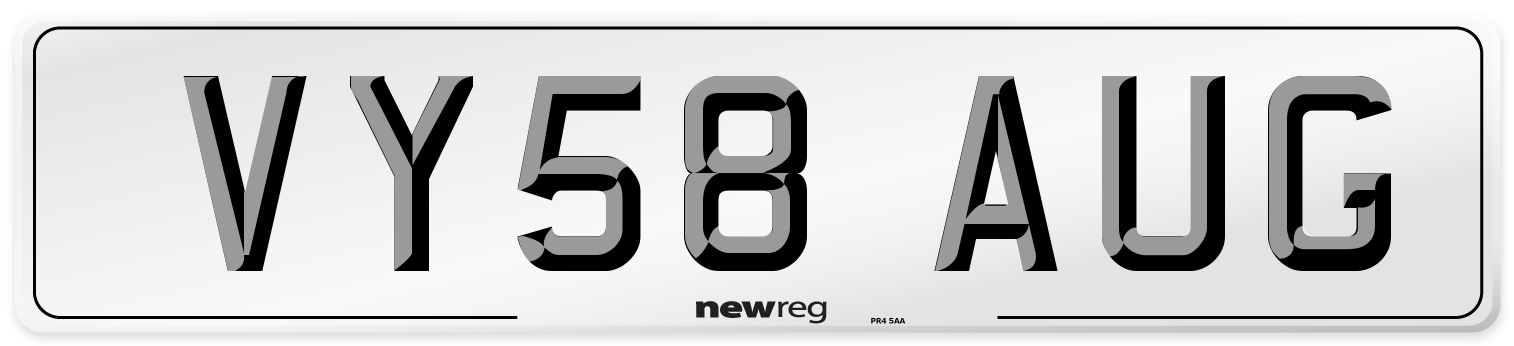 VY58 AUG Number Plate from New Reg